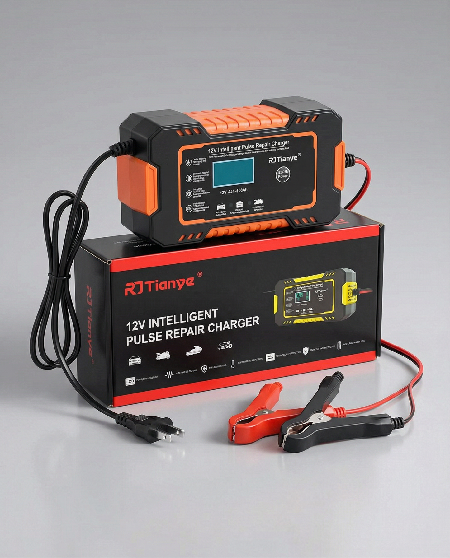 Cargador Bateria Carro Moto 12v Pantalla